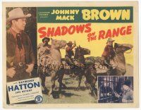 7s155 SHADOWS ON THE RANGE TC '46 great image of cowboy Johnny Mack Brown & bad guys on horses!