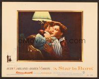 7s614 STAR IS BORN LC #2 '54 great close up of sad Judy Garland hugging James Mason, classic!
