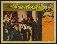 7s679 WASP WOMAN LC #3 '59 c/u of guy fighting off the human-headed insect queen with a stool!