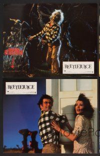 7t145 BEETLEJUICE 8 color French LCs '88 Tim Burton, Michael Keaton, Alec Baldwin, Geena Davis!