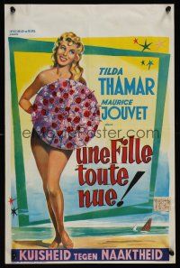 7w632 LA MUJER DESNUDA Belgian '55 great sexy Wik artwork of Tilda Thamar!