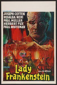 7w636 LADY FRANKENSTEIN Belgian '74 La figlia di Frankenstein, sexy Italian horror art!
