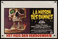 7w640 LEGEND OF HELL HOUSE Belgian '73 great skull & haunted house dripping with blood art by B.T.