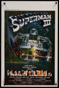 7w719 SUPERMAN III Belgian '83 cool different Berkey art of Christopher Reeve vs. robot!