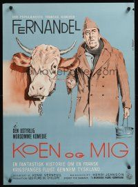 7w329 COW & I Danish '60 art of Fernandel with cow by Axel Holm!