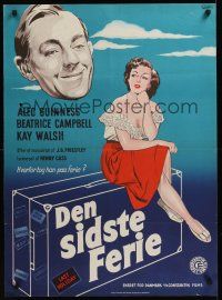 7w361 LAST HOLIDAY Danish '50 Sir Alec Guinness only has a few months left to live, Wenzel art!
