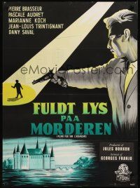 7w395 SPOTLIGHT ON MURDER Danish '61 Georges Franju, French, cool different Toft noir artwork!