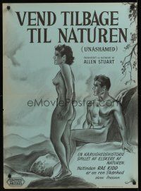 7w407 UNASHAMED Danish '53 great naked Wenzel art, actually filmed in a nudist camp!