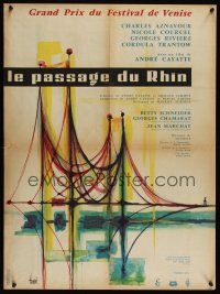 7w461 TOMORROW IS MY TURN French 23x32 '62 cool Clement Hurel artwork of bridge!