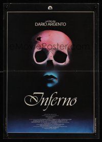 7w484 INFERNO French 15x21 '80 Dario Argento horror, really cool skull & bleeding mouth image!