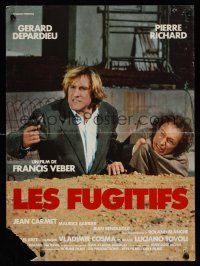 7w488 LES FUGITIFS French 15x21 '86 wacky image of Gerard Depardieu & Pierre Richard!