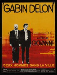 7w500 TWO MEN IN TOWN French 15x21 '73 Alain Delon, Gabin, Deux hommes dans la ville, Landi art!