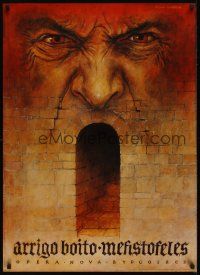 7w115 MEFISTOFELES Polish 27x38 '98 Wieslaw Grzegorczyk artwork of face in a wall!