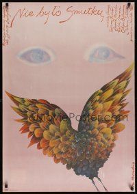 7w118 NE BYLO PECHALI Polish 27x38 '82 Marian Nowinski artwork of bird & eyes!