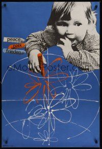 7w035 PEACE Russian 26x40 '90 great art of child coloring with peace crayons!