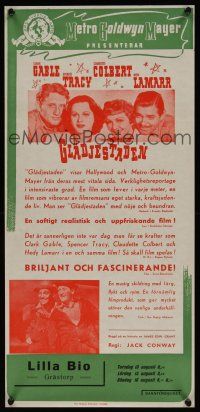 7w056 BOOM TOWN Swedish stolpe '40 Clark Gable, Spencer Tracy, Claudette Colbert, Hedy Lamarr!