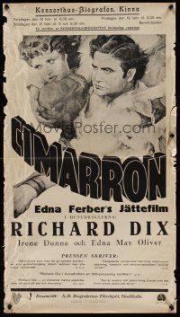 7w059 CIMARRON Swedish stolpe '31 really great artwork of Richard Dix & Irene Dunne!