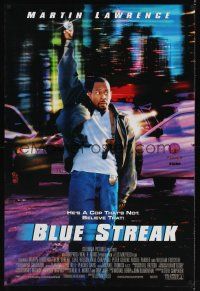 7x098 BLUE STREAK int'l DS 1sh '99 great image of Martin Lawrence with Los Angeles in background!
