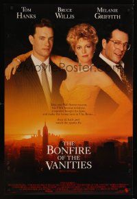 7x101 BONFIRE OF THE VANITIES advance DS 1sh '90 Hanks, Willis & Melanie Griffith over New York!