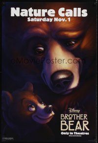 7x116 BROTHER BEAR advance DS 1sh '03 Disney Pacific Northwest animal cartoon!