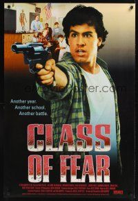 7x149 CLASS OF FEAR video 1sh '92 Don Murphy, wild image of student with gun!