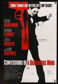 7x153 CONFESSIONS OF A DANGEROUS MIND signed 1sh '02 by Barris. Rockwell, Clooney, & Barrymore!