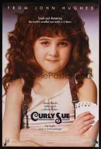 7x165 CURLY SUE DS 1sh '91 John Hughes, close-up of young con artist Alisan Porter holding 4 aces!