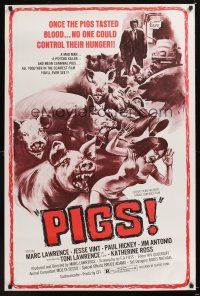 7x167 DADDY'S DEADLY DARLING 1sh '72 art of wacky killer PIGS, no one could control their hunger!