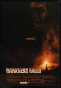7x178 DARKNESS FALLS advance DS 1sh '03 creepy image of face, lighthouse!