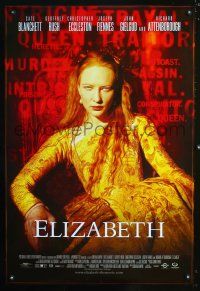 7x203 ELIZABETH DS int'l 1sh '98 great close up image of Cate Blanchett as England's queen!