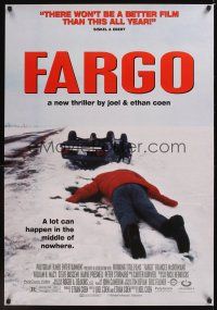 7x222 FARGO video 1sh '96 a homespun murder story from the Coen Brothers, great image!