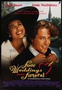 7x242 FOUR WEDDINGS & A FUNERAL DS 1sh '94 Hugh Grant, Andie McDowell!