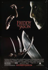 7x244 FREDDY VS JASON advance DS 1sh '03 cool image of horror icons facing off!