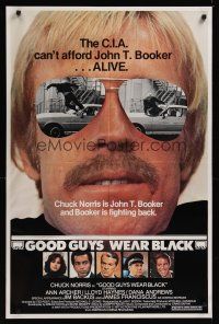 7x275 GOOD GUYS WEAR BLACK 1sh '77 tough Chuck Norris in cool shades is fighting back!