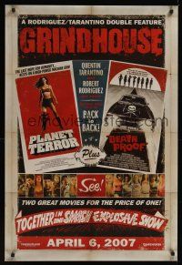 7x284 GRINDHOUSE advance 1sh '07 Rodriguez & Tarantino, Planet Terror & Death Proof!
