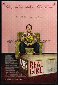 7x397 LARS & THE REAL GIRL advance DS 1sh '07 wacky image of Ryan Gosling with flowers!