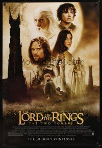 7x422 LORD OF THE RINGS: THE TWO TOWERS DS 1sh '02 Peter Jackson epic, Elijah Wood, J.R.R. Tolkien!