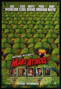 7x439 MARS ATTACKS! advance 1sh '96 directed by Tim Burton, great image of many alien brains!