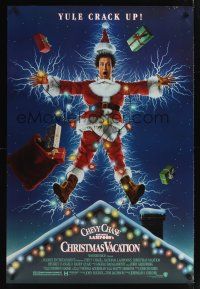 7x474 NATIONAL LAMPOON'S CHRISTMAS VACATION DS 1sh '89 Consani art of Chevy Chase, yule crack up!