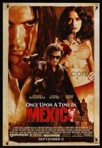 7x489 ONCE UPON A TIME IN MEXICO advance DS 1sh '03 Antonio Banderas, Johnny Depp, sexy Salma Hayek