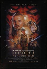 7x506 PHANTOM MENACE style B DS 1sh '99 George Lucas, Star Wars Episode I, art by Struzan!