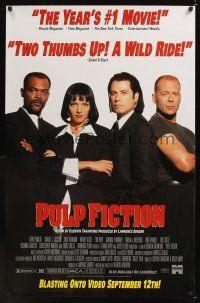 7x515 PULP FICTION video 1sh '94 Quentin Tarantino, John Travolta, Uma Thurman, Willis, Jackson!