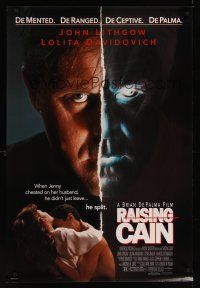7x521 RAISING CAIN 1sh '92 evil John Lithgow, Brian De Palma directed!