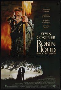 7x534 ROBIN HOOD PRINCE OF THIEVES DS 1sh '91 cool image of Kevin Costner w/flaming arrow!