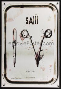 7x552 SAW 4 teaser DS 1sh '07 serial killer Tobin Bell, gross horror image!
