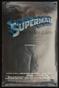 7x001 SUPERMAN foil advance 1sh '78 comic book hero Christopher Reeve, Gene Hackman!