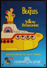 7x744 YELLOW SUBMARINE video 1sh R99 psychedelic art of Beatles John, Paul, Ringo & George!