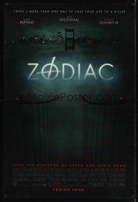 7x748 ZODIAC advance DS fog style 1sh '07 Jake Gyllenhaal, Mark Ruffalo, from David Fincher!