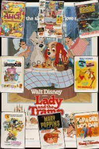 7y023 LOT OF 8 TRI-FOLDED DISNEY ONE-SHEETS lot '70s-80s re-releases, Lady & the Tramp, Mary Poppins