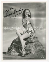 7y070 LINDA STIRLING signed 8x10 REPRO still '80s full-length portrait in sexy bathing suit!